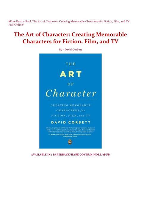 free read e book the art of character creating memorable characters…