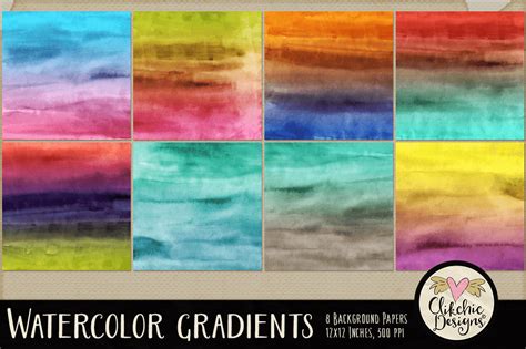 Watercolor Gradient Background Paper Pack By Clikchic Designs
