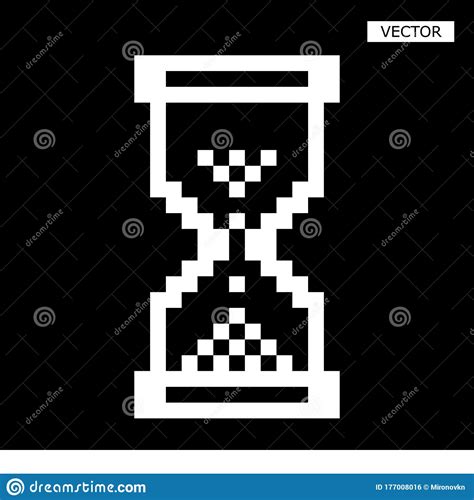 Hourglass Pixel Art Icon Sand Glass Pixel Clock Vector Illustration