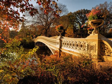 Autumn In Central Park At The Bow Bridge Stock Image Image Of Trees