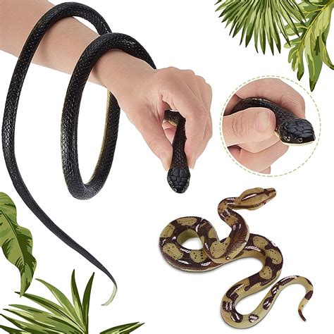 Buy 2 Pieces Large Rubber Snake Realistic Toy Fake Snakes Gag T