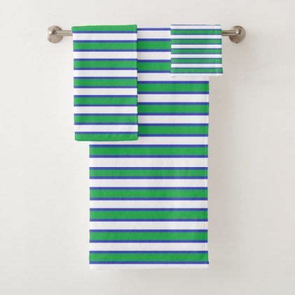 Green White And Blue Stripes Bath Towel Set Pattern Sample Design
