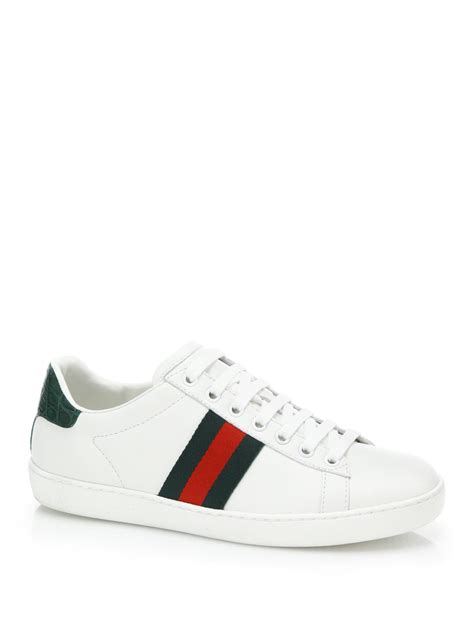 Gucci New Ace Leather Lace Up Sneakers In White Lyst