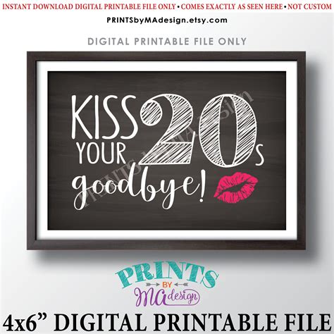 30th Birthday Sign Kiss Your 20s Goodbye Funny 30th Candy Bar Sign