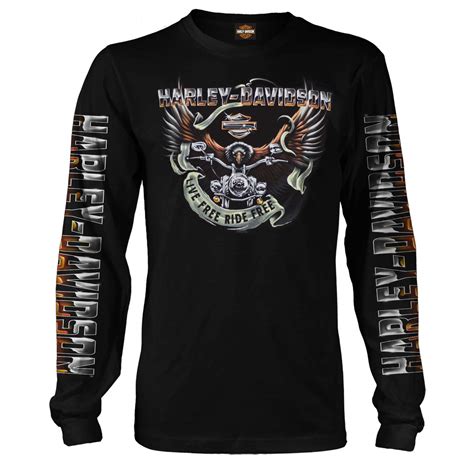Buy Harley Davidson Men S Black Long Sleeve Eagle Graphic T Shirt