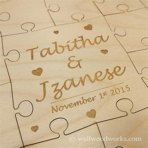 Engraved Hearts Wedding Puzzle Wall Woodworks Company