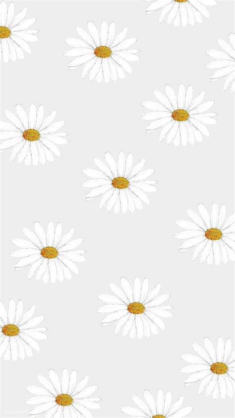 White Daisy Patterned Mobile Wallpaper Premium Image By
