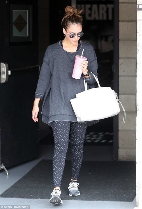 Jessica Alba Sips On A Pink Smoothie After Intense Workout Session