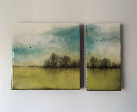 Land And Sky Series Encaustic Diptych Total Dimension 12x22