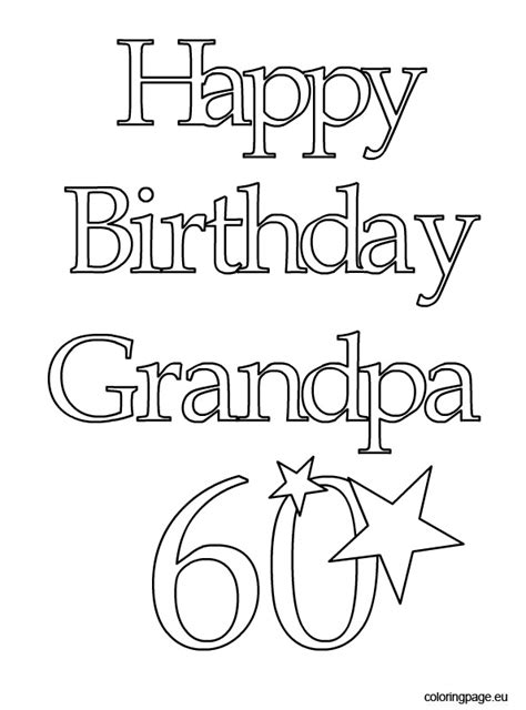 Happy birthday coloring page free printable pdf from primarygames. Happy Birthday Grandpa 60 - Coloring Page