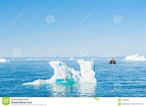 Yacht Sailing Among Icebergs In Greenland Stock Image Image Of Polar