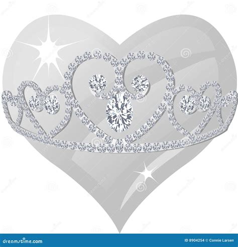 Crystal Heart With Crown On Radial Background Vector Illustration