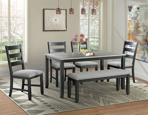 6 Chair Dining Room Set Awesome Kona Gray And Black 6 Piece Dining Room