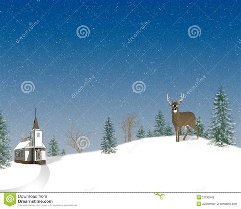 Winter Church Scene Stock Illustration Illustration Of