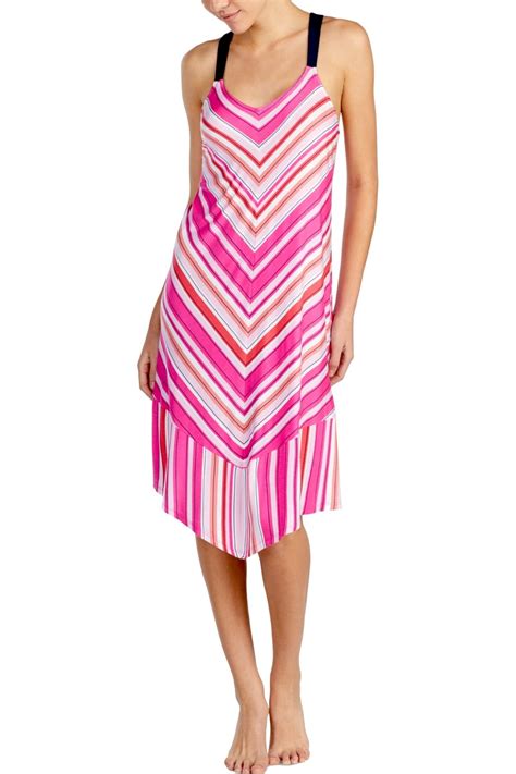 Layla Pink V Striped Nightgown Cheapundies