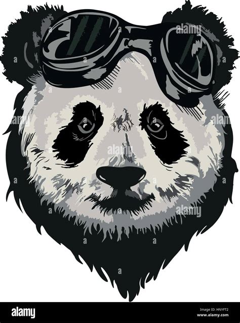 Schwarz Weiß Vektor Skizze Ein Giant Panda Gesicht Stock Vektorgrafik