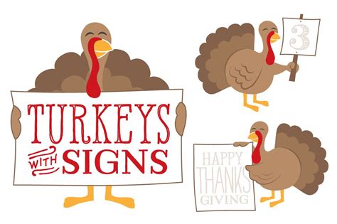 Turkeys With Signs Illustrations ~ Creative Market