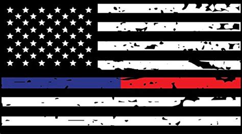 Red And Blue Line Tattered Reflective 450 X 250 Sticker Flag