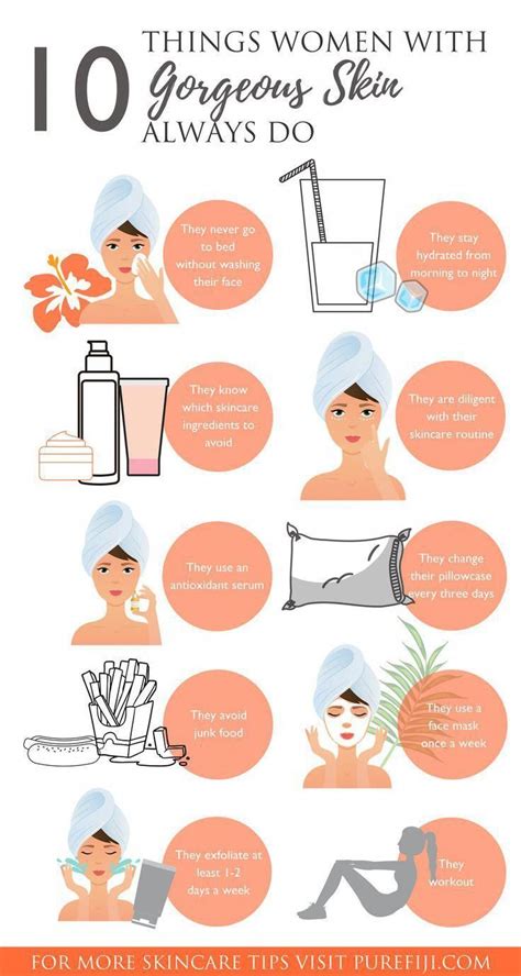 Women With Gorgeous Skin Infographic Beauty Tips For Face Natural