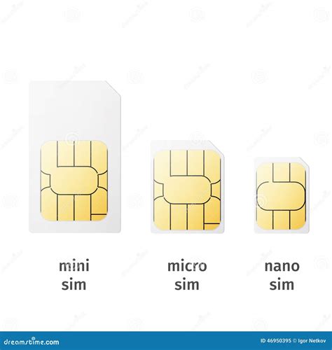 Set Of Sim Cards Of Different Sizesmini Micro Nano Stock Vector