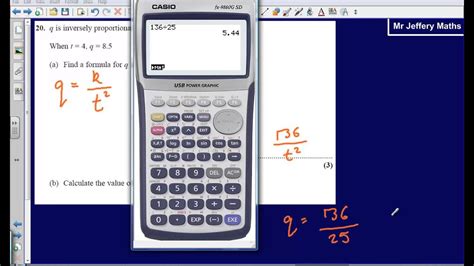 Inverse Proportion - Question 20 2008 Edexcel GCSE Maths Calculator Paper Solution - YouTube