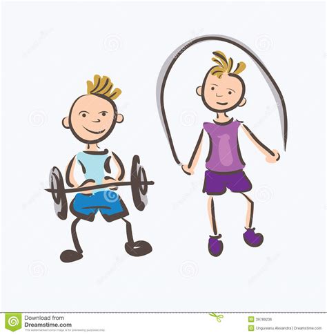 Kids Fitness Sports Stock Vector Illustration Of Hand