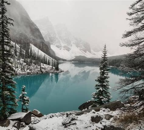 First Snow At Moraine Lake Ab This Morning Photorator
