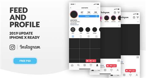 Free Instagram Feed And Profile Psd Ui Iphonex Ready On Behance