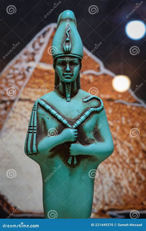 Statue Of Egyptian God Osiris Sculpture Green Ancient Egypt Art Stock