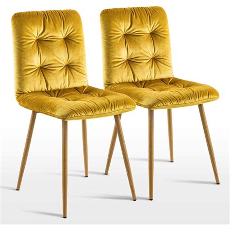 Get 5% in rewards with club o! Ivinta Mid-Century Yellow Dining Chairs Set of 2, Velvet ...
