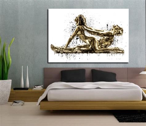 Canvas Art Sensual Bedroom Wall Decor Dripping Gold
