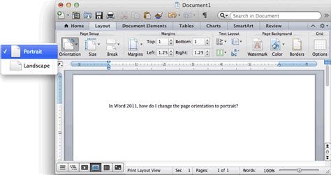 Ms Word 2011 For Mac Change The Page Orientation To Portrait