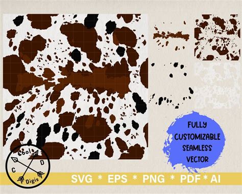 Cowhide Svg Template Cow Print Digital Sublimate Download Seamless