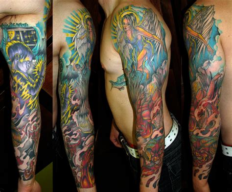 Dave Fried Tattoo Ten Speed Tattoo Calgary Alberta Good Vs Evil Sleeve Tattoo