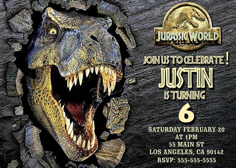 FREE Jurassic Park Dinosaurs Vintage Invitation Templates Jurassic