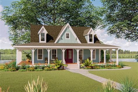 3 Bed Country Home Plan With 3 Sided Wraparound Porch 500051vv