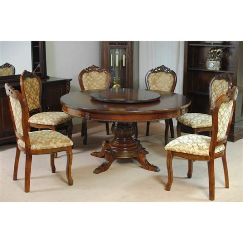 .dining table set with 6 ornate traditional cast aluminum dining chairs features a top that is designed specifically to prevent damage caused from made specifically for large size families or entertaining guests, this mesh lattice ornate traditional round table dining set with lazy susan is ideal for any. Dining table 150 cm round louis with lazy susan - LIVETIME.pl