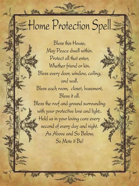 Home Protection Spell for homemade Halloween Spell Book. | Halloween spell book, Witch spell 