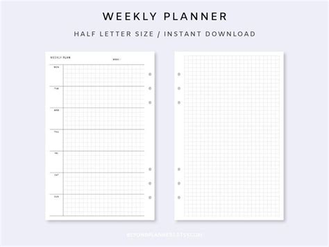 The Printable Weekly Planner Is Shown In Two Different Sizes