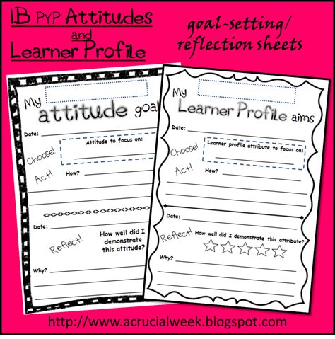 A Crucial Week Learner Profile And Ib Pyp Attitudes Goal Setting And