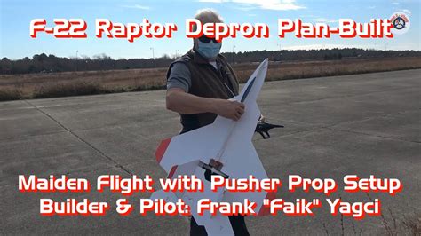 F 22 Raptor Depron Plan Built Rc Airplane Maiden Flight With Pusher
