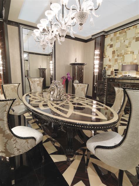Magnificent Ebony With Maple Inlaid Dining Table Elegant Dining Room