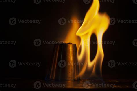 Flames In Dark Tongue Of Fire Ignition Of Alcohol Burning Alcohol On