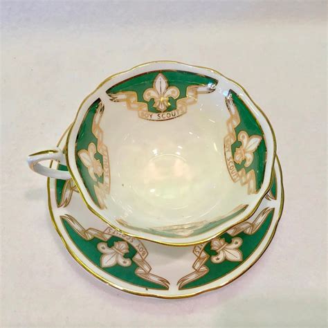 Paragon Bone China Boy Scouts Green And Gold Teacup And Saucer Early Maggie Belle S Memories