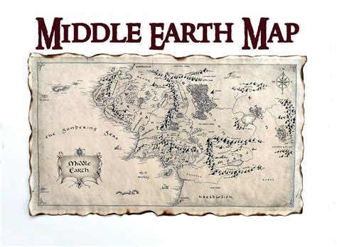 Middle Earth Map The Lord Of The Rings Map The Hobbit Map Etsy Uk