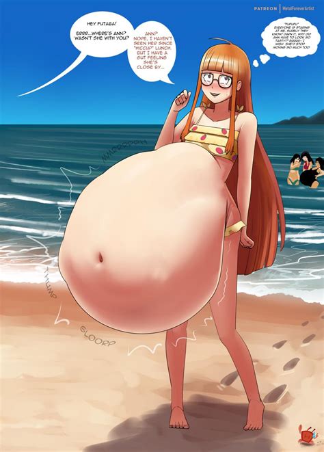 rule 34 ann takamaki beach belly big belly bikini metalforever persona persona 5 red hair