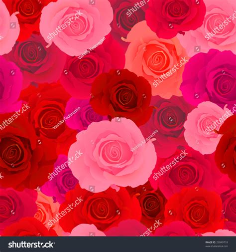 Vector Red And Pink Rose Seamless Pattern 23049718 Shutterstock