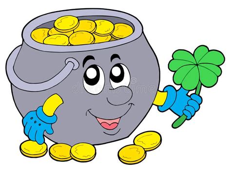 Lucky Pot Of Money Stock Vector Illustration Of Coins 6236184