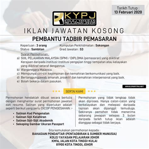 Kerja kosong pengurusan air selangor. Jawatan Kosong di Kolej Yayasan Pelajaran Johor (KYPJ ...