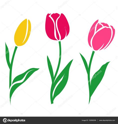 Set Of Colorful Tulip Silhouettes — Stock Vector © Gizele 152992056